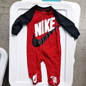 Nike Kids Red and Black One Piece Footie